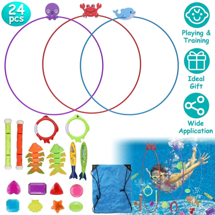 24-Pieces: Diving Toys Swimming Pool for Aged 3+ Years Old Image 4