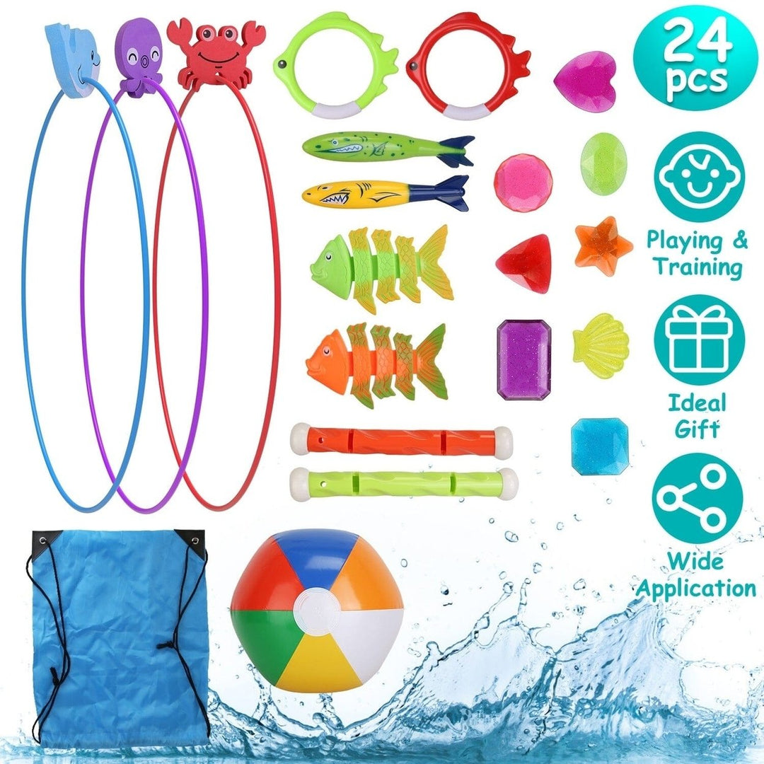 24-Pieces: Diving Toys Swimming Pool for Aged 3+ Years Old Image 6