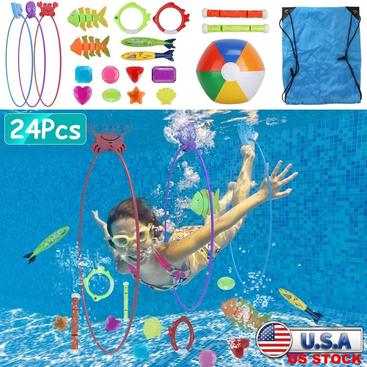 24-Pieces: Diving Toys Swimming Pool for Aged 3+ Years Old Image 9