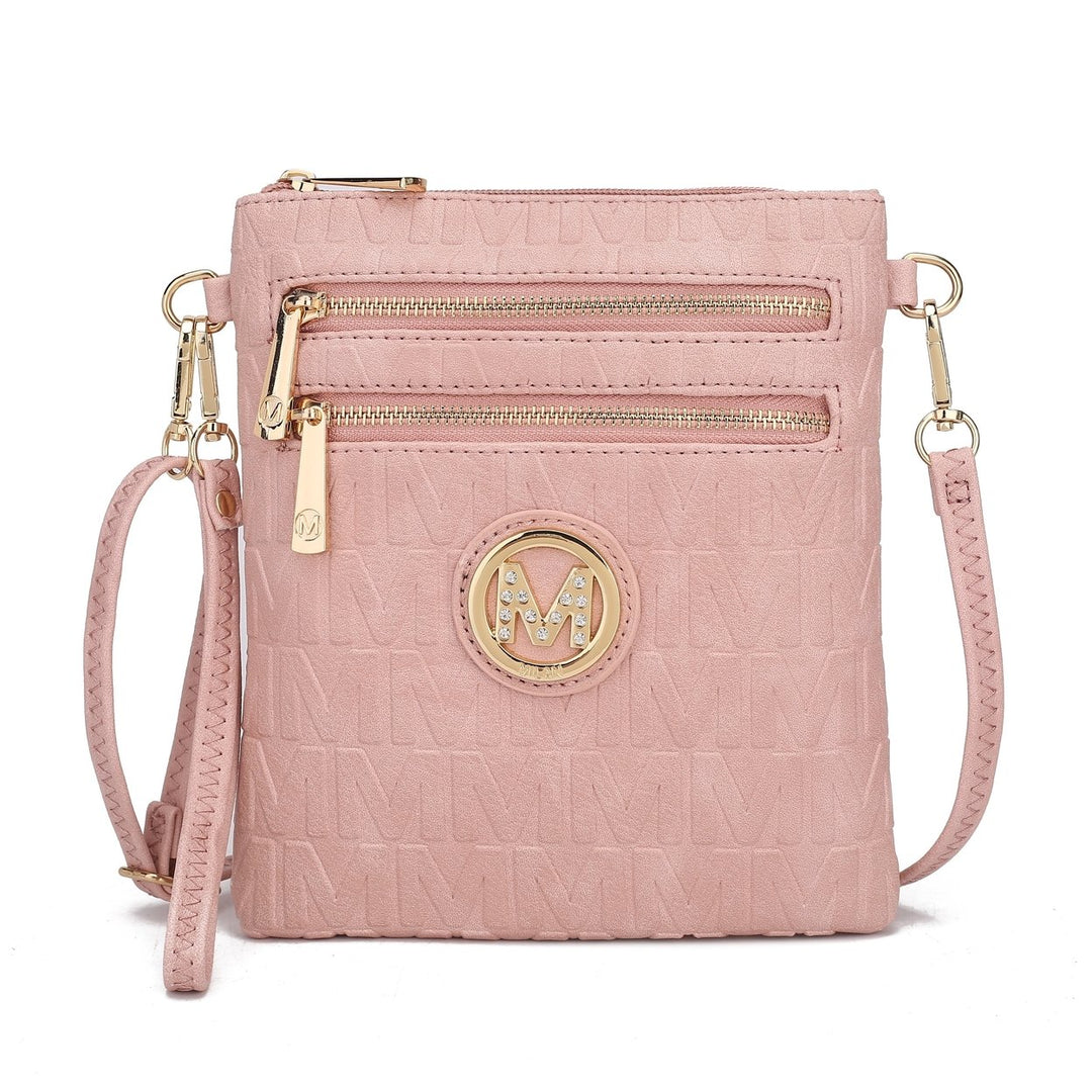 MKFCollection Scarlett Signature Crossbody Bag - Vegan Leather Designer Handbag Image 1