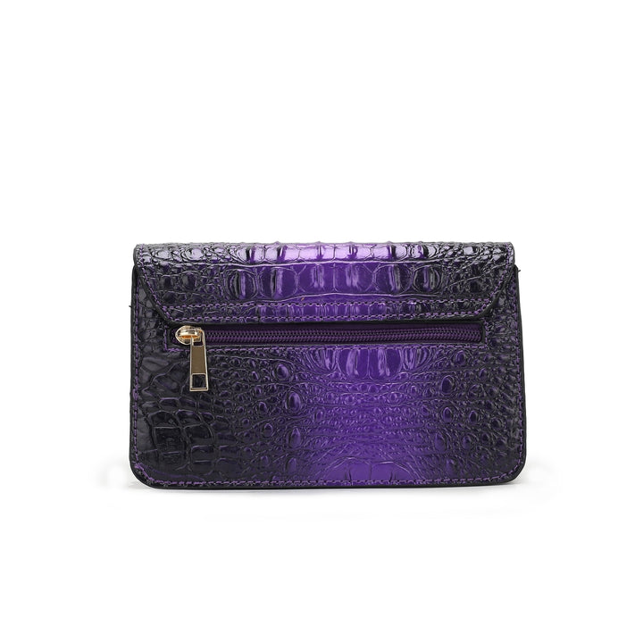 MKFCollection Vanta Croc-Embossed Saddle Bag - Vegan Leather Designer Handbag Image 3