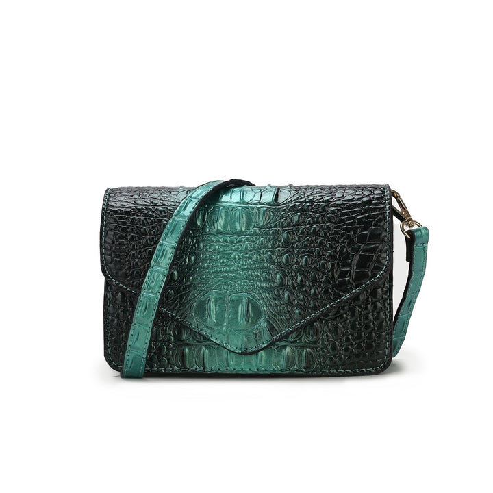 MKFCollection Vanta Croc-Embossed Saddle Bag - Vegan Leather Designer Handbag Image 8