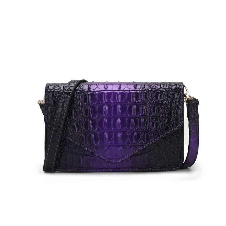 MKFCollection Vanta Croc-Embossed Saddle Bag - Vegan Leather Designer Handbag Image 9