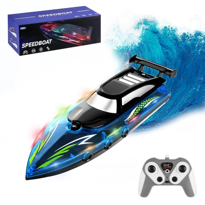 RC Boat with Colorful LED Light 10KM/H Image 2