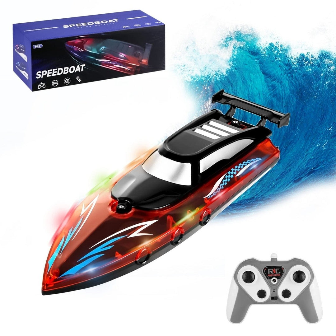 RC Boat with Colorful LED Light 10KM/H Image 3