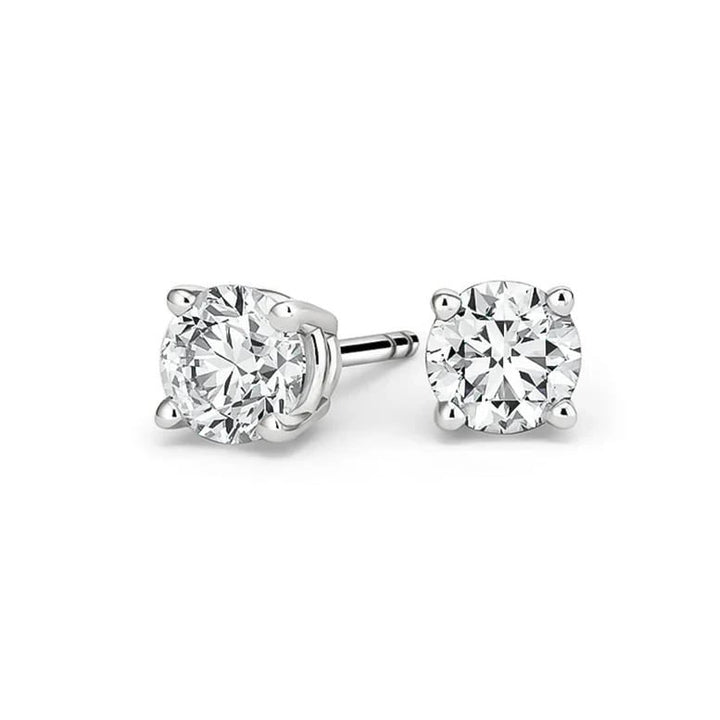 Paris Jewelry 14K White Gold 1/2 Carat Round Created Diamond Solitaire Stud Earrings Image 1