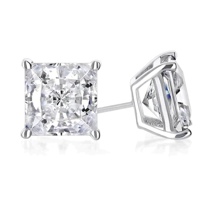 Paris Jewelry 14K White Gold 1/2 Carat Princess Created Diamond Solitaire Stud Earrings Image 1