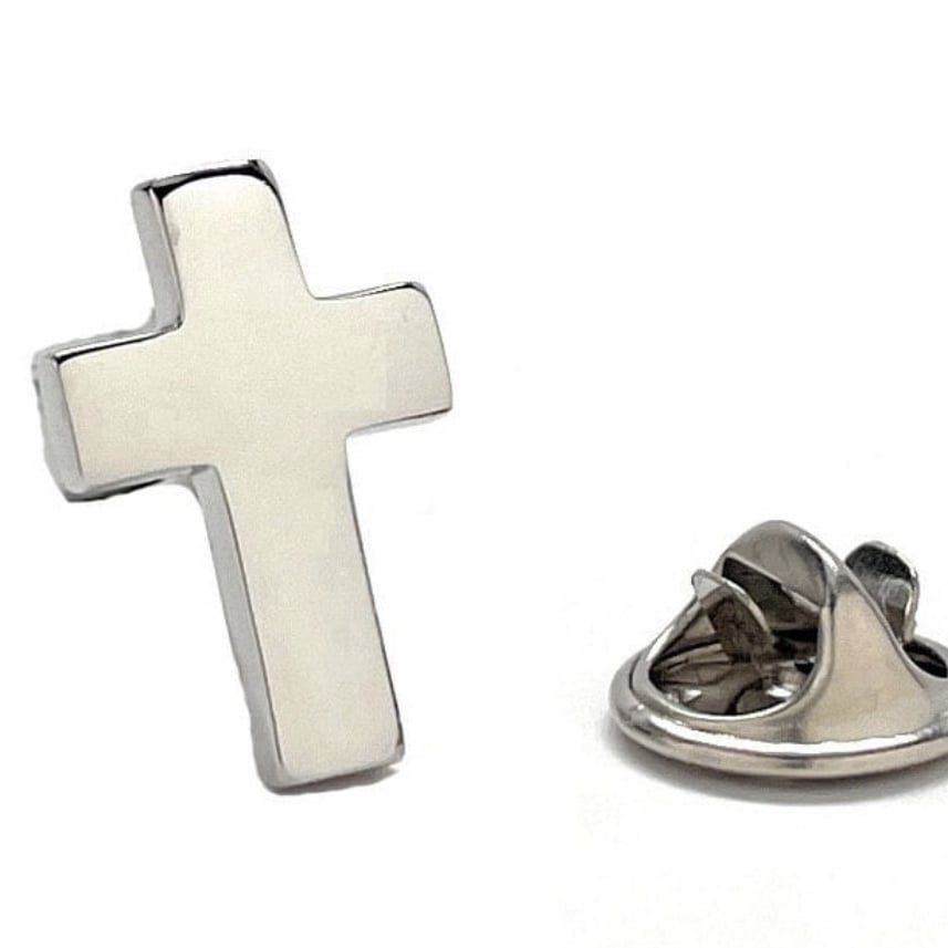 Silver Cross Pin Christian Gifts Cross Lapel Pin Religious Gifts Pin Catholic Gifts Pin Priest Cross Gifts Men Pastor Image 1