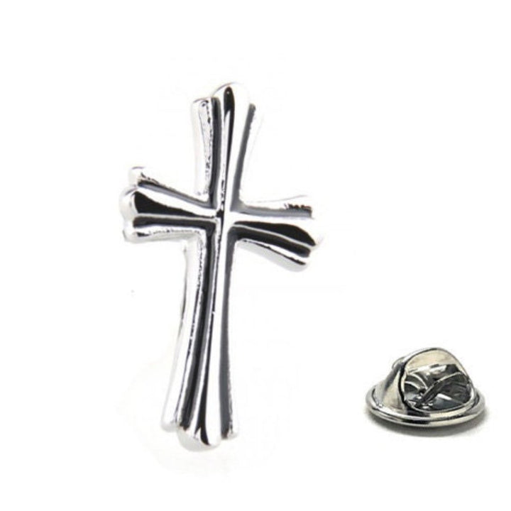 Silver Cross Pin Christian Gifts Cross Lapel Pin Religious Gifts Pin Catholic Gifts Pin Priest Cross Black Enamel Pastor Image 2