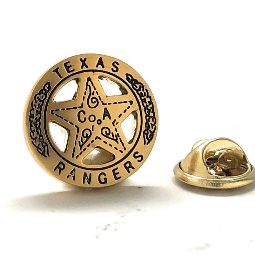 Gold Texas Rangers Lapel Pin Law Enforcement Retirement Gift Old West Cowboys Enamel Pin Detective Pin Jacket Pin Image 1