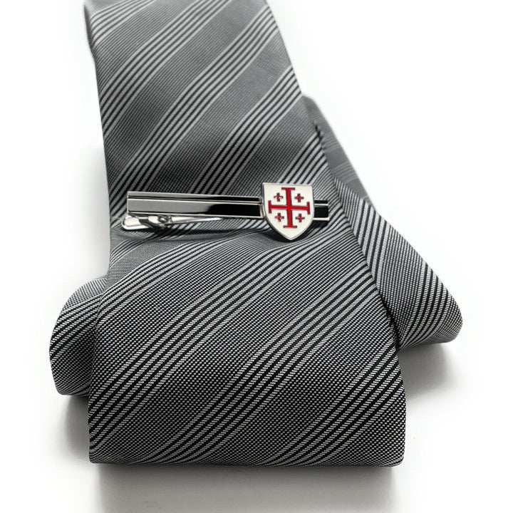 Crusader Cross Shield Tie Clip Jerusalem Cross Silver 3D Five-Fold Cross Tie Bar Christain Cross Cantonese Cross Image 6