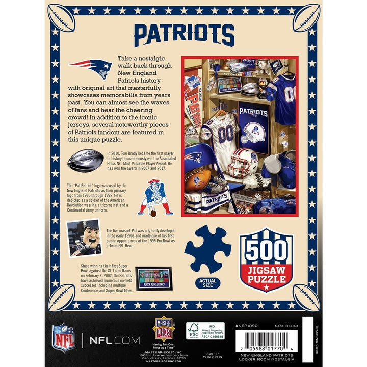 England Patriots Locker Room 500 Piece Jigsaw Puzzle Recycled Material Image 6