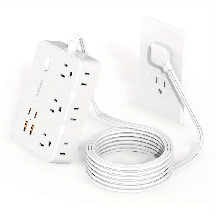 Ultra Thin Extension Cord with 4 USB Ports 6 Outlet Surge Protector Power Strip Image 7