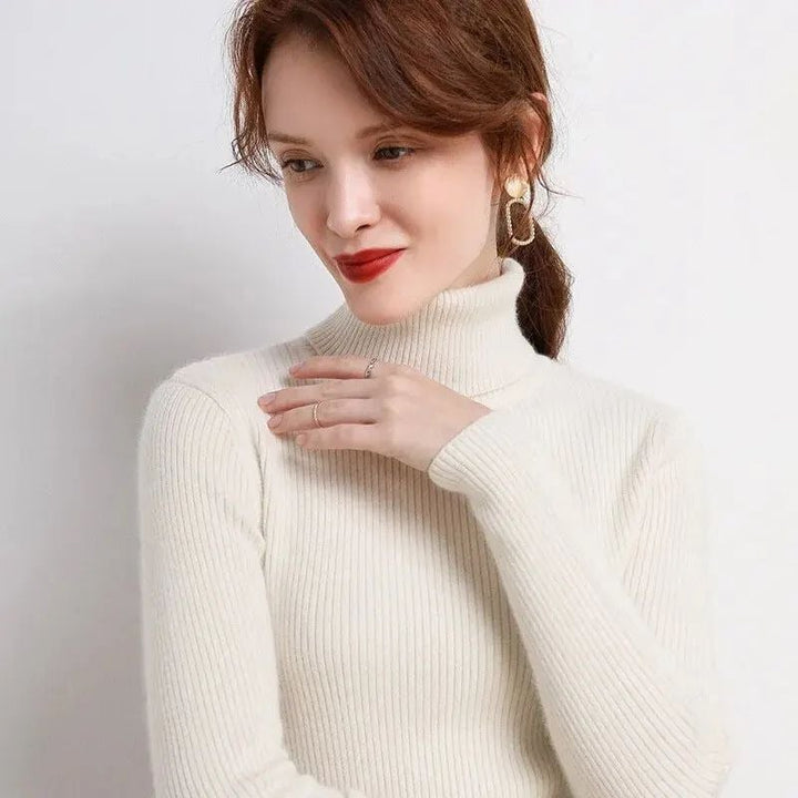 2024 Womens Turtleneck Knitted Sweater - Slim Fit Autumn Winter Pullove Image 6