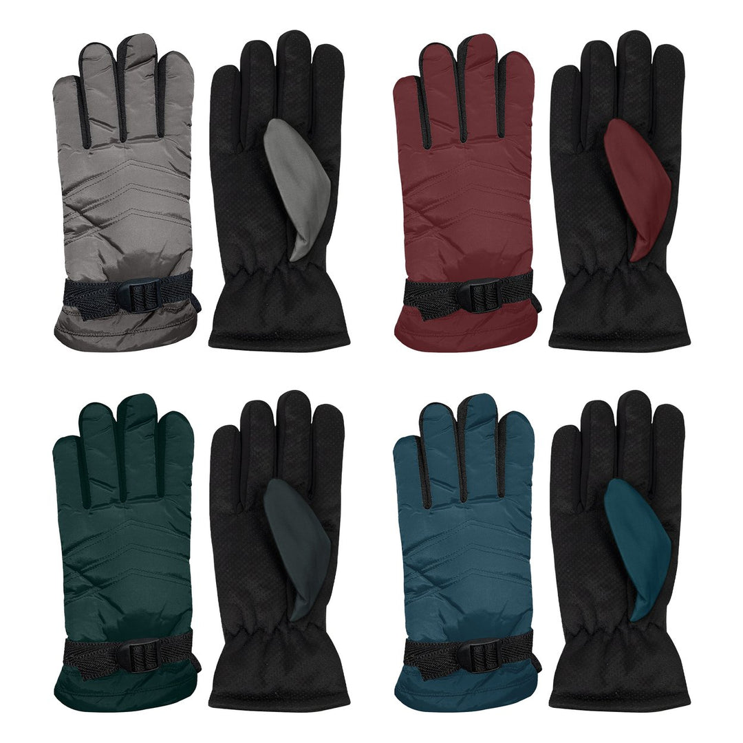 3-Pairs of Randomly Selected Womens Winter Warm Ultra-Soft Adjustable Ski Gloves Image 3