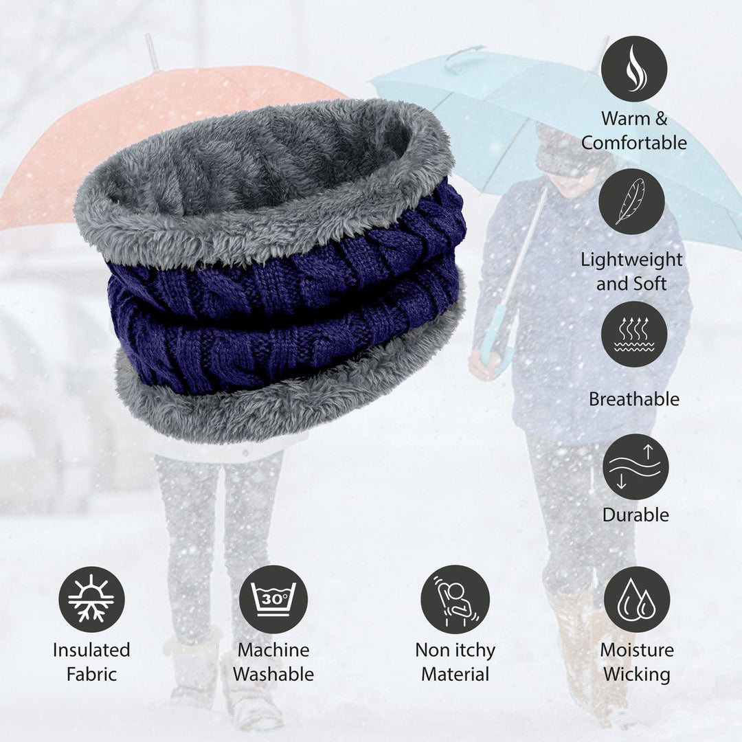 4-Pieces of Randomly Selected Womens Cold Weather Cable Knit faux Lined Neck Warmer Image 9