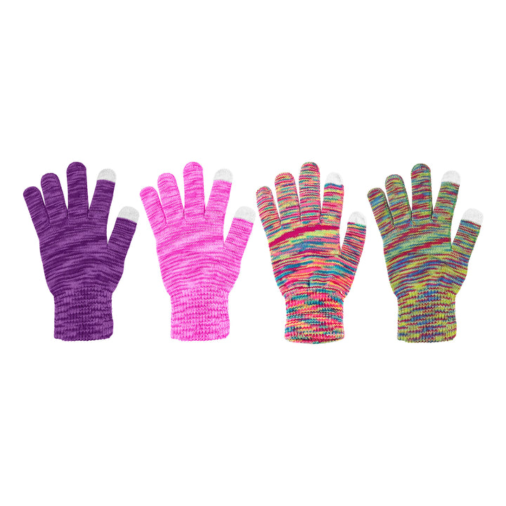 4-Pairs of Randomly Selected Womens Winter Warm Ultra- Soft Stylish Multi-Tone Touchscreen Gloves Image 3