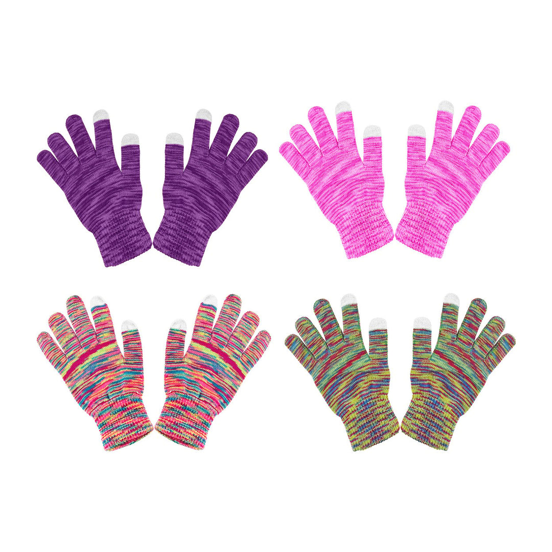 4-Pairs of Randomly Selected Womens Winter Warm Ultra- Soft Stylish Multi-Tone Touchscreen Gloves Image 4