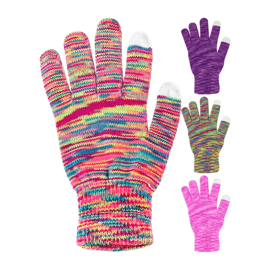 4-Pairs of Randomly Selected Womens Winter Warm Ultra- Soft Stylish Multi-Tone Touchscreen Gloves Image 6