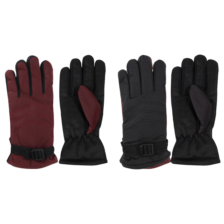 2-Pairs Womens Winter Warm Ultra-Soft Adjustable Ski Gloves Image 1