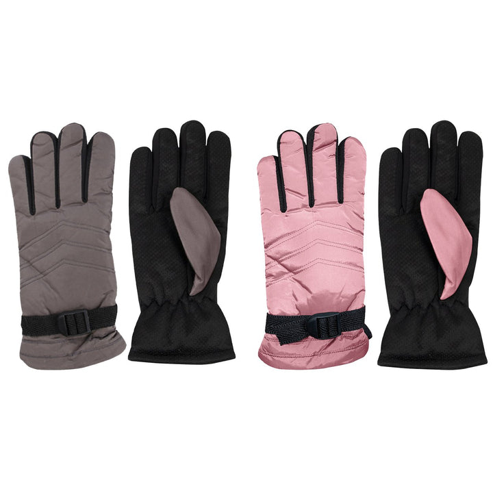 2-Pairs Womens Winter Warm Ultra-Soft Adjustable Ski Gloves Image 8