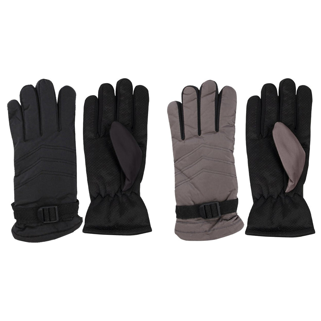 2-Pairs Womens Winter Warm Ultra-Soft Adjustable Ski Gloves Image 9