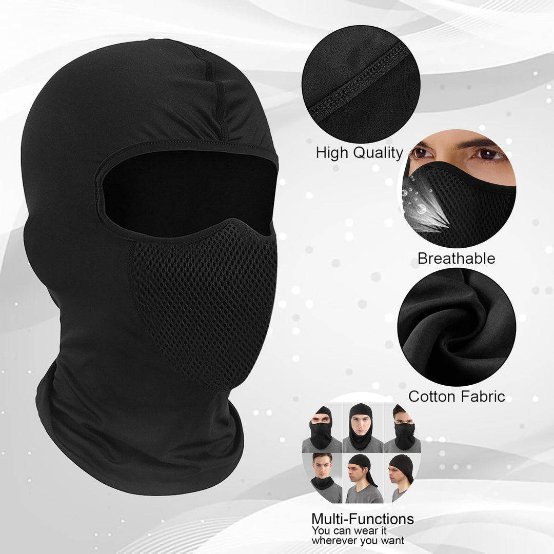 2-Piece Mens Winter Warm Lightweight Stretchy Breathable Full Face Mask Image 9