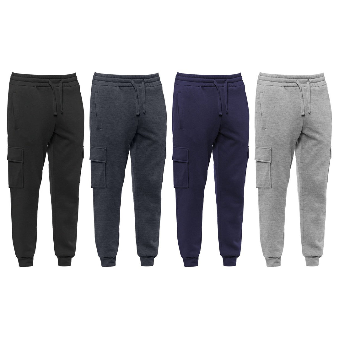 2-Piece Mens Winter Warm Ultra-Soft Comfortable Tapered Fit Cargo Joggers Image 3