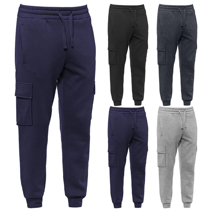 1-Piece Mens Winter Warm Ultra-Soft Comfortable Tapered Fit Cargo Joggers Image 4