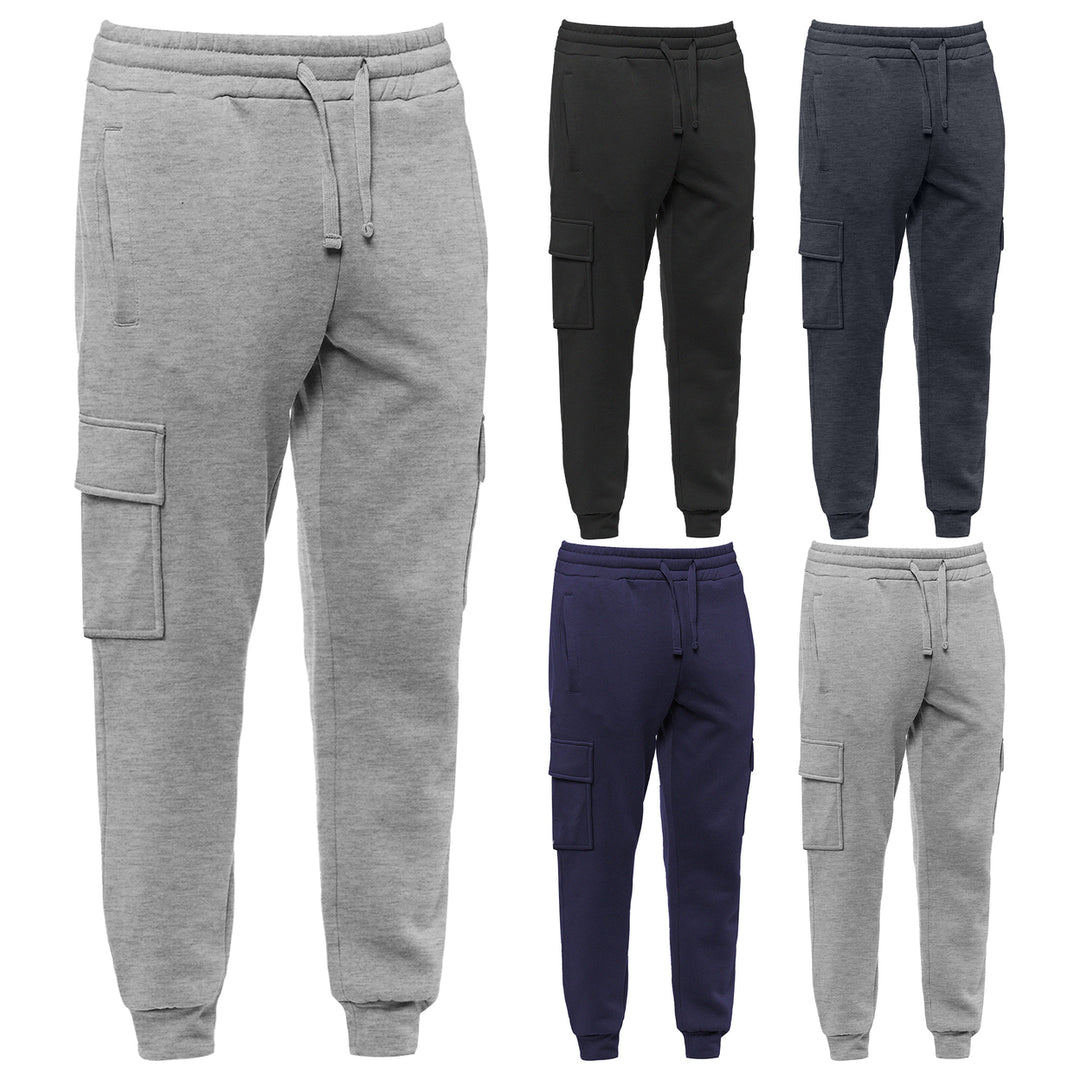 1-Piece Mens Winter Warm Ultra-Soft Comfortable Tapered Fit Cargo Joggers Image 4