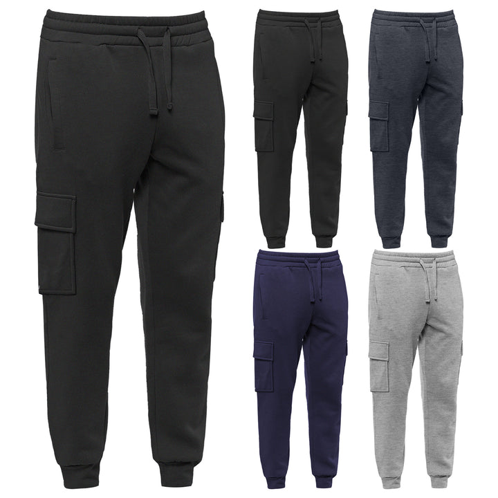 1-Piece Mens Winter Warm Ultra-Soft Comfortable Tapered Fit Cargo Joggers Image 6