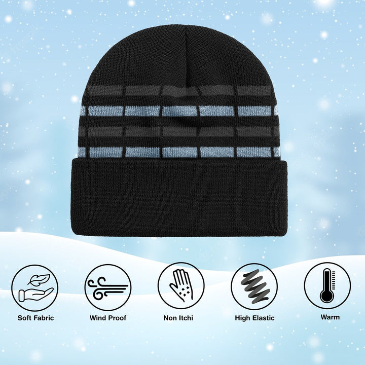 4-Pieces of Randomly Selected Mens Ultra-Soft Winter Warm faux Lined Cuffed Beanie Hat Image 9