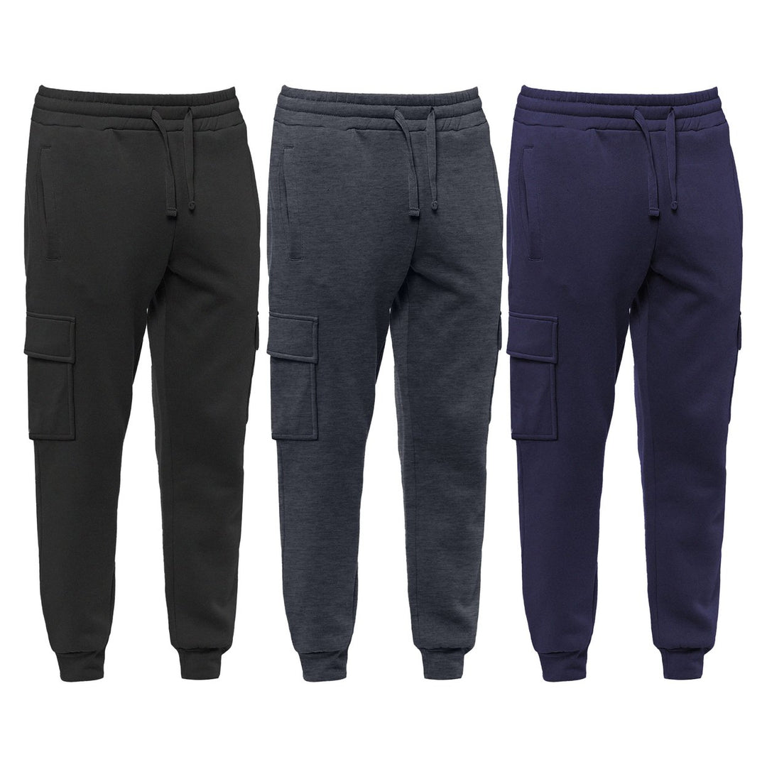 3-Piece Mens Winter Warm Ultra-Soft Comfortable Tapered Fit Cargo Joggers Image 1