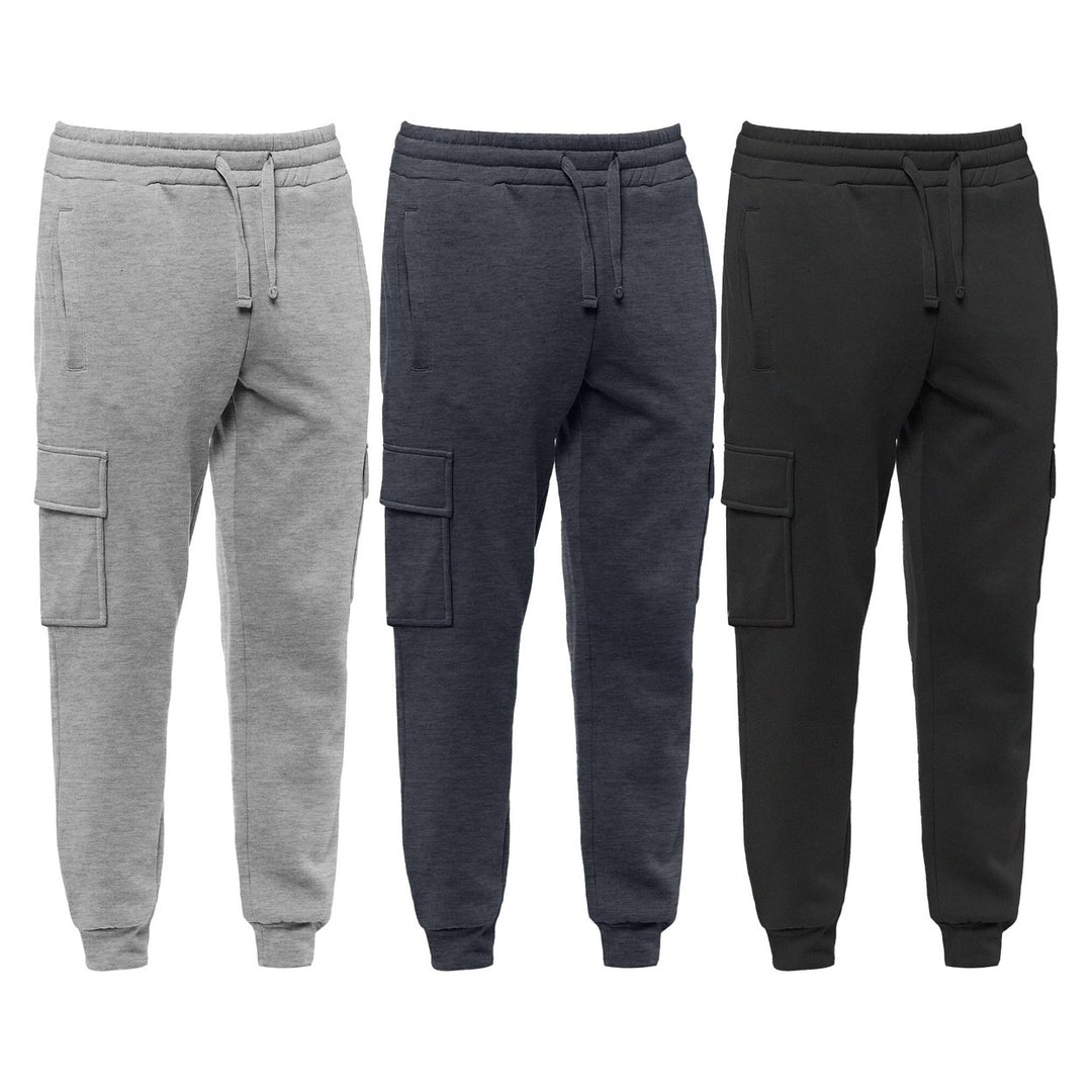 3-Piece Mens Winter Warm Ultra-Soft Comfortable Tapered Fit Cargo Joggers Image 7