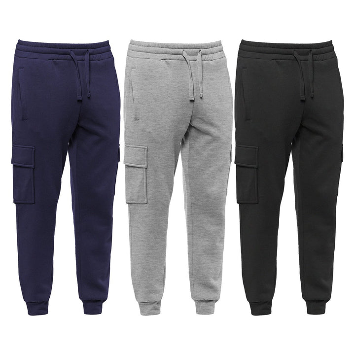 3-Piece Mens Winter Warm Ultra-Soft Comfortable Tapered Fit Cargo Joggers Image 8