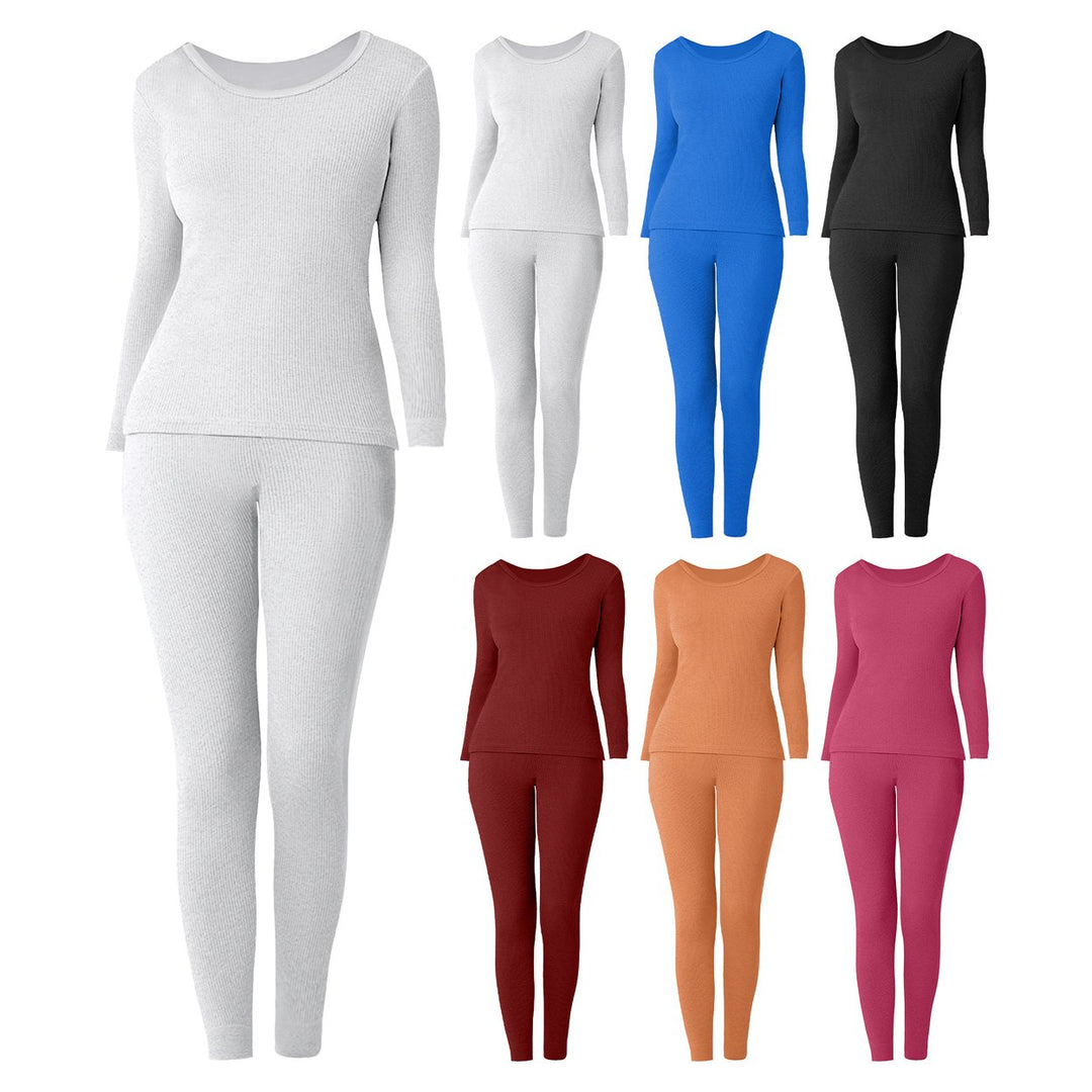 6-Pieces of Randomly Selected Womens Cozy Waffle Knit Thermal Set Soft Cotton Blend Perfect for Layering or Lounging Image 2