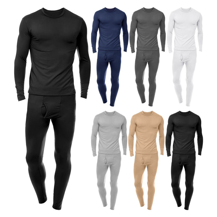 4-Piece Mens Winter Warm Ultra-Soft Fleece-Lined Thermal Underwear Set Image 4