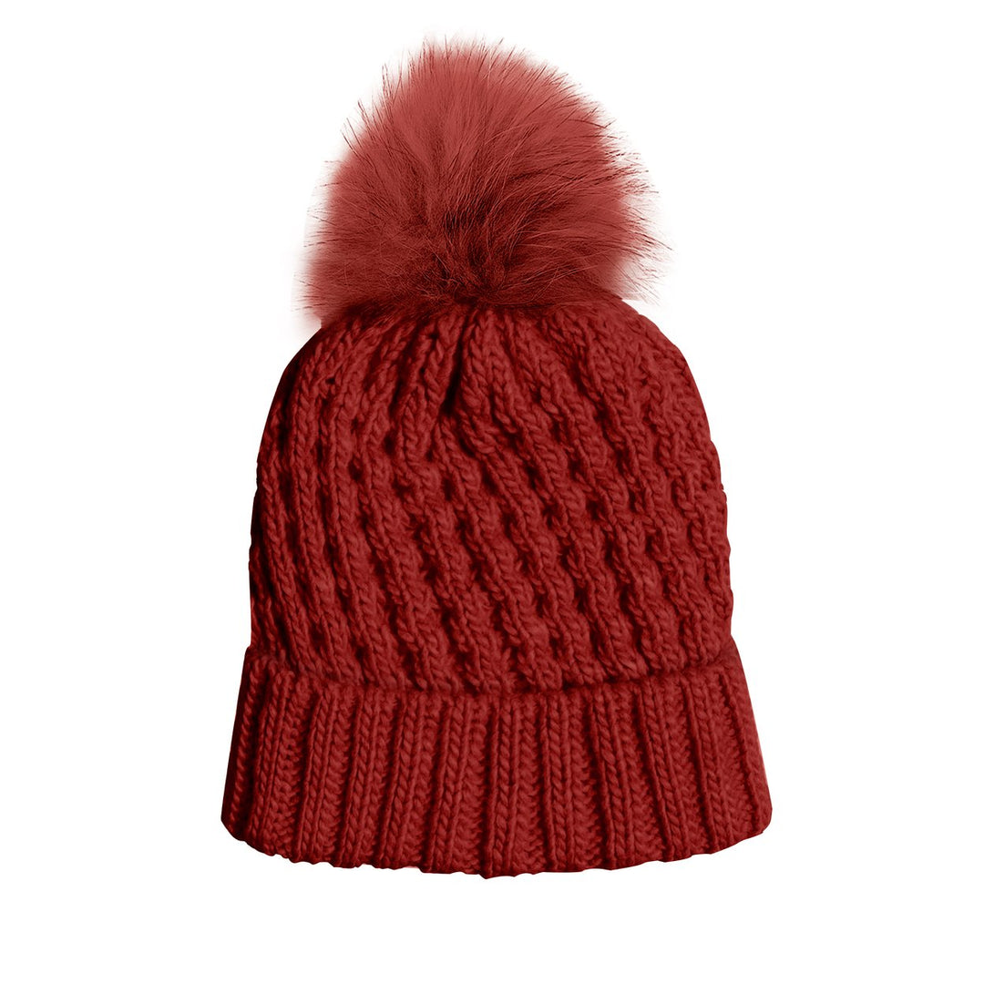 1-Piece Womens Ultra-Soft Stylish Winter Warm Knitted faux Lined Pom Pom Beanie Hat Image 1