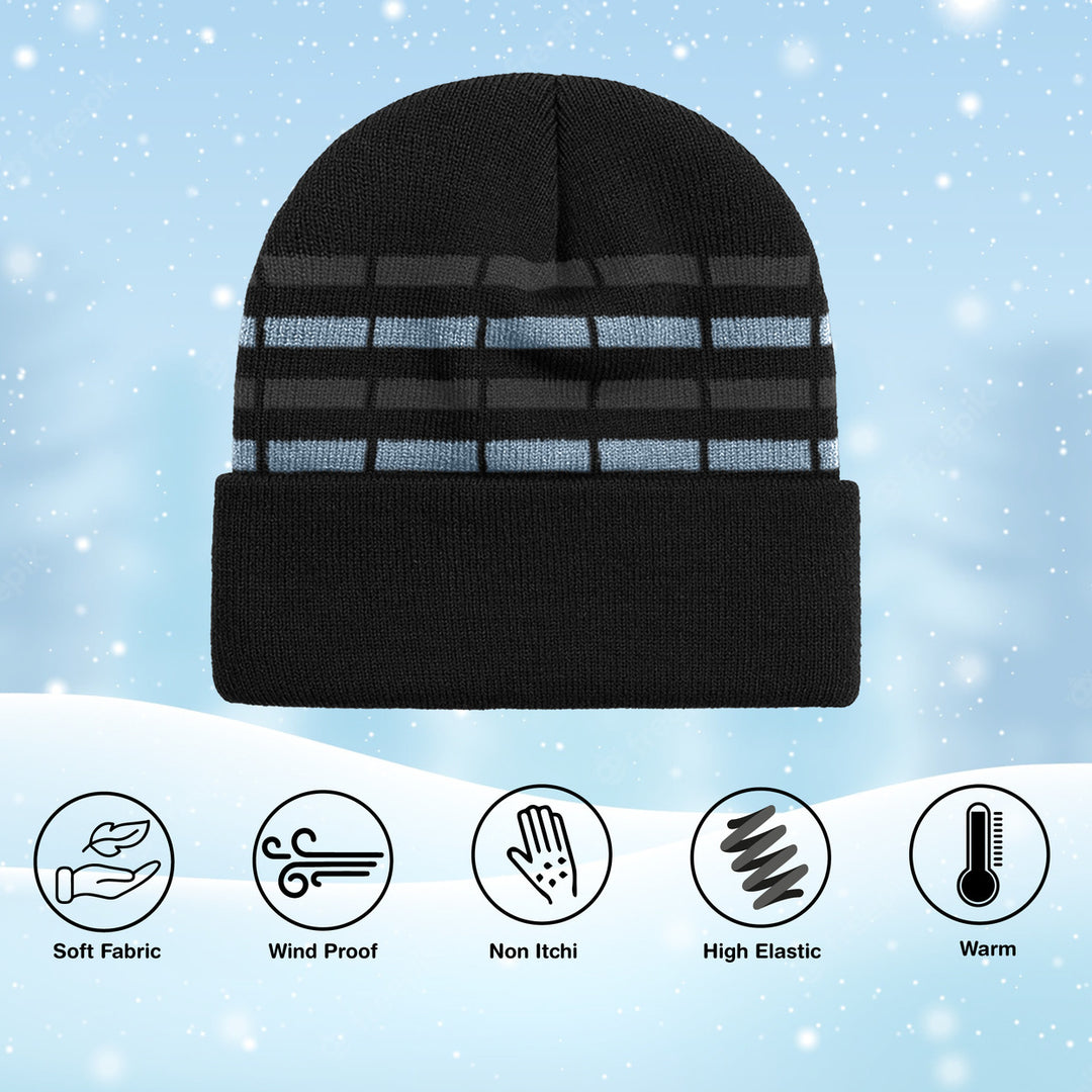 2-Piece Mens Ultra-Soft Winter Warm faux Lined Cuffed Beanie Hat Image 6