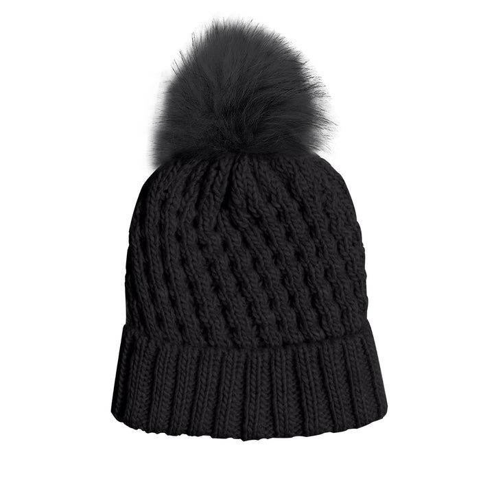 1-Piece Womens Ultra-Soft Stylish Winter Warm Knitted faux Lined Pom Pom Beanie Hat Image 2