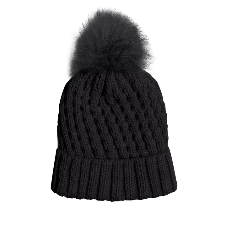 1-Piece Womens Ultra-Soft Stylish Winter Warm Knitted faux Lined Pom Pom Beanie Hat Image 1