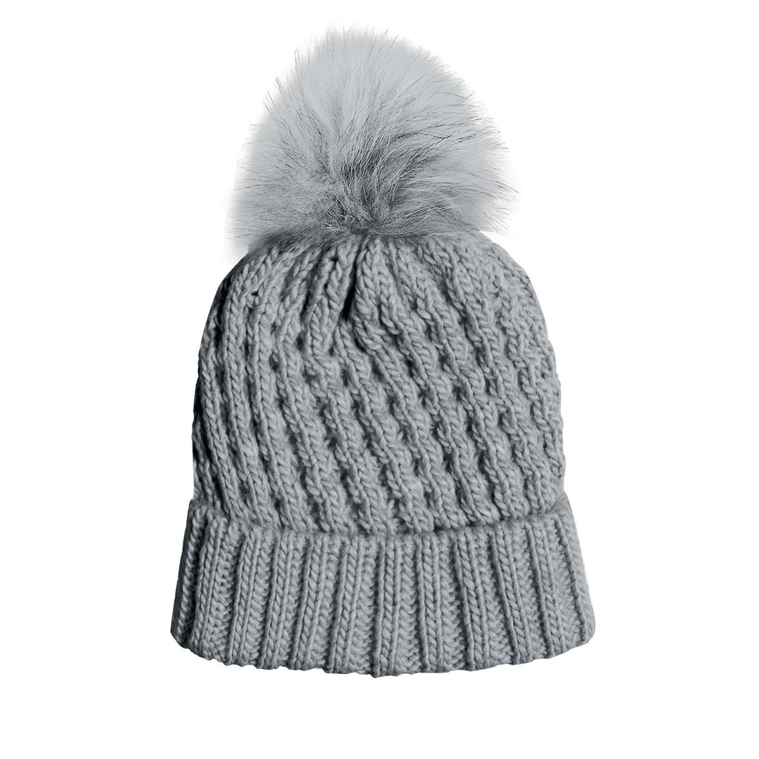 1-Piece Womens Ultra-Soft Stylish Winter Warm Knitted faux Lined Pom Pom Beanie Hat Image 4