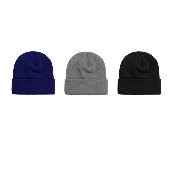 3-Piece Mens Ultra-Soft Winter Warm faux Lined Cuffed Beanie Hat Image 8