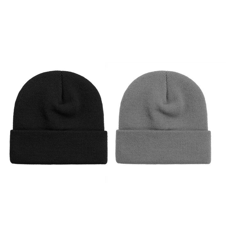 2-Piece Mens Ultra-Soft Winter Warm faux Lined Cuffed Beanie Hat Image 10