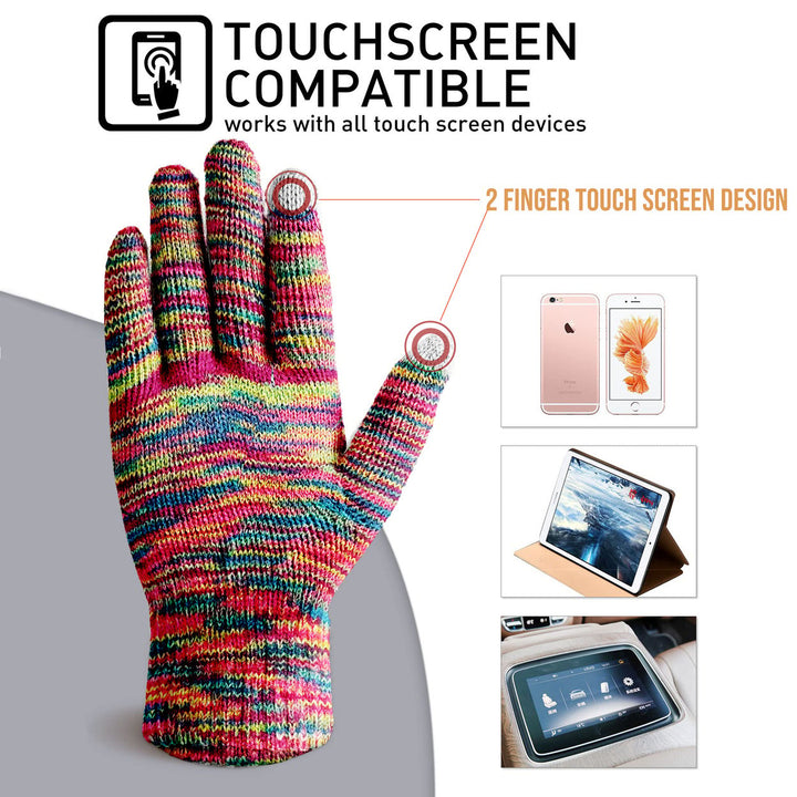 2/4-Pairs Womens Winter Warm Ultra- Soft Stylish Multi-Tone Touchscreen Gloves Image 7