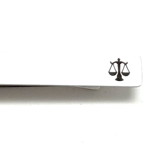 Stainless Steel Lawyer Gift Tie Bar Embossed Scale of Justice Black Enamel Tie Clip Judge Gift Husband Gift Law Student Image 4