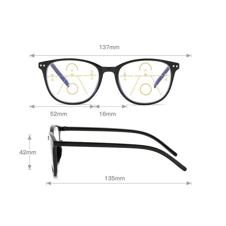 Retro Multifocal Progressive Reading Glasses - Anti Blue Light Large Frame Eyewear for Men Women Image 4