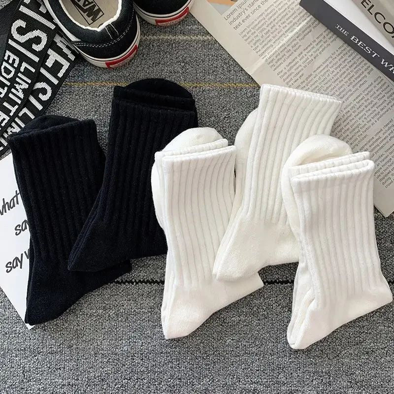 5 Pairs Mens Solid Color Warm Socks - Breathable Casual Long Tube Socks for Autumn/Winter Image 7