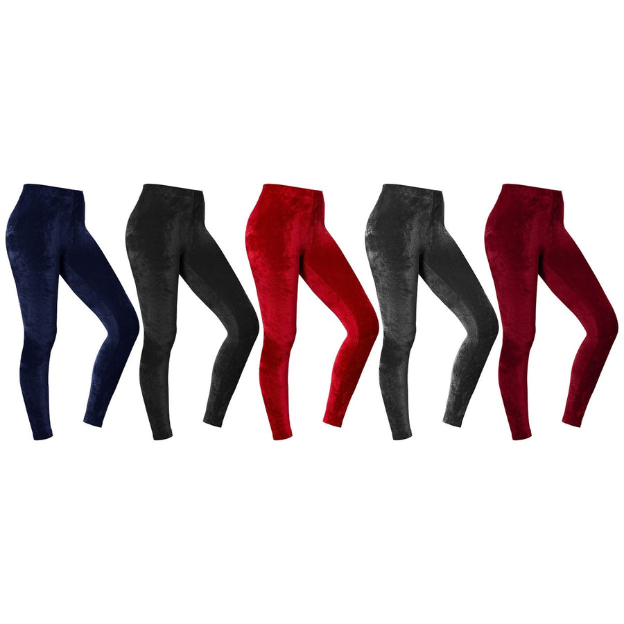 4-Pieces of Randomly Selected Womens Ultra-Soft Cozy Comfortable Stretch Fit Velour Leggings Image 1