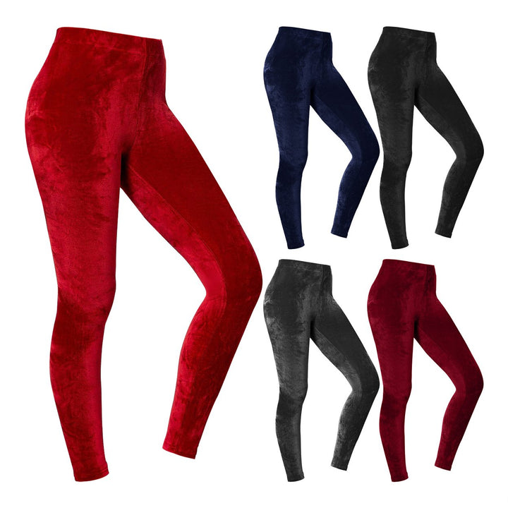 2-Piece Womens Ultra-Soft Cozy Comfortable Stretch Fit Velour Leggings Image 1